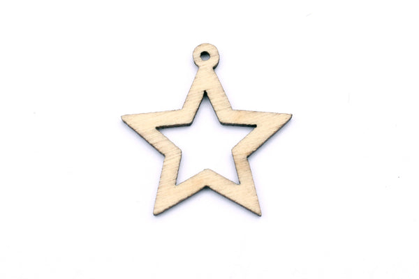 Wooden Laser Cut Wooden Star Charm