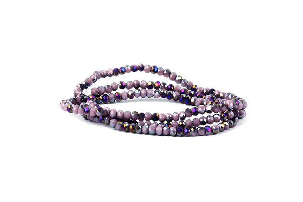 1.5mm x 2mm Lilac and Rainbow Crystal Glass Faceted Bead Strand