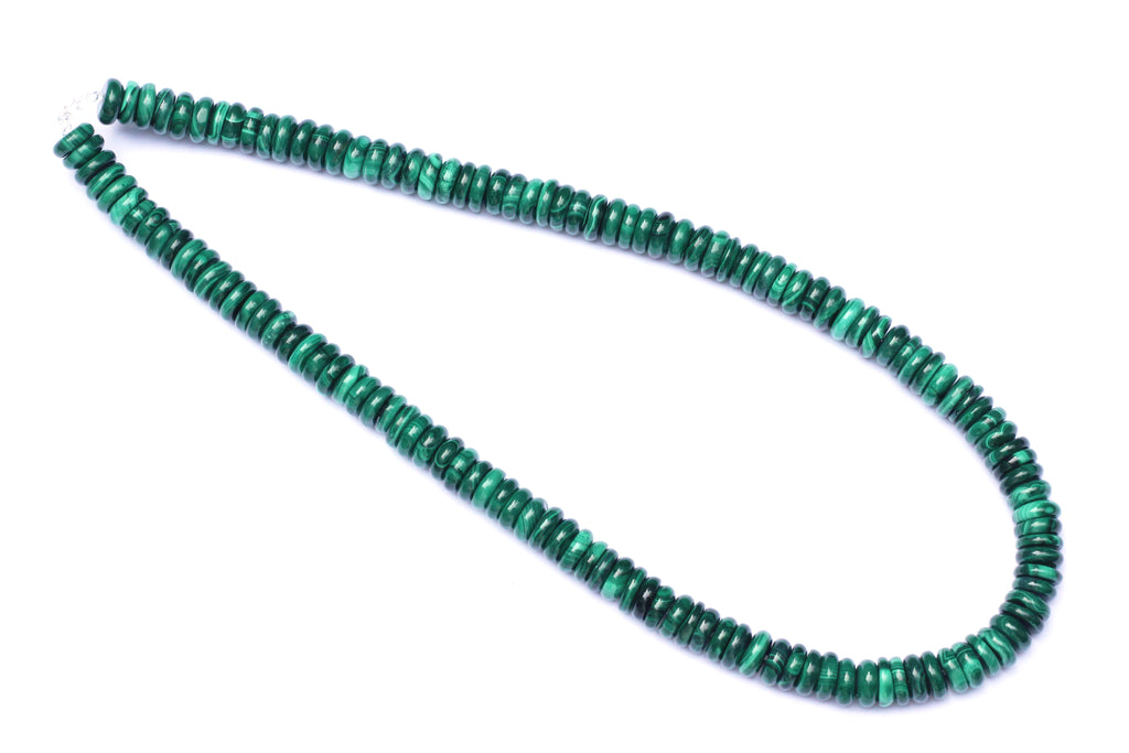 Malachite Semi-precious strand of 2 x 8mm disc beads for jewellery making