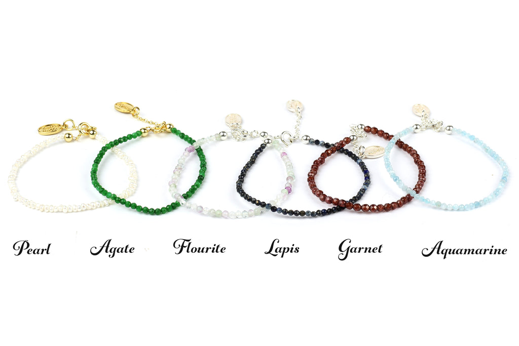 Kerrie Berrie Colourful Genuine Real semi Precious Bracelets for birth stones, Birthstone bracelets