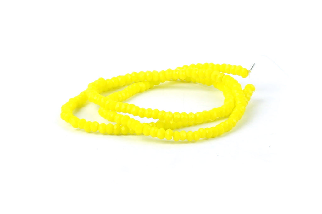 1.5mm x 2mm Neon Yellow Crystal Glass Faceted Bead Strand
