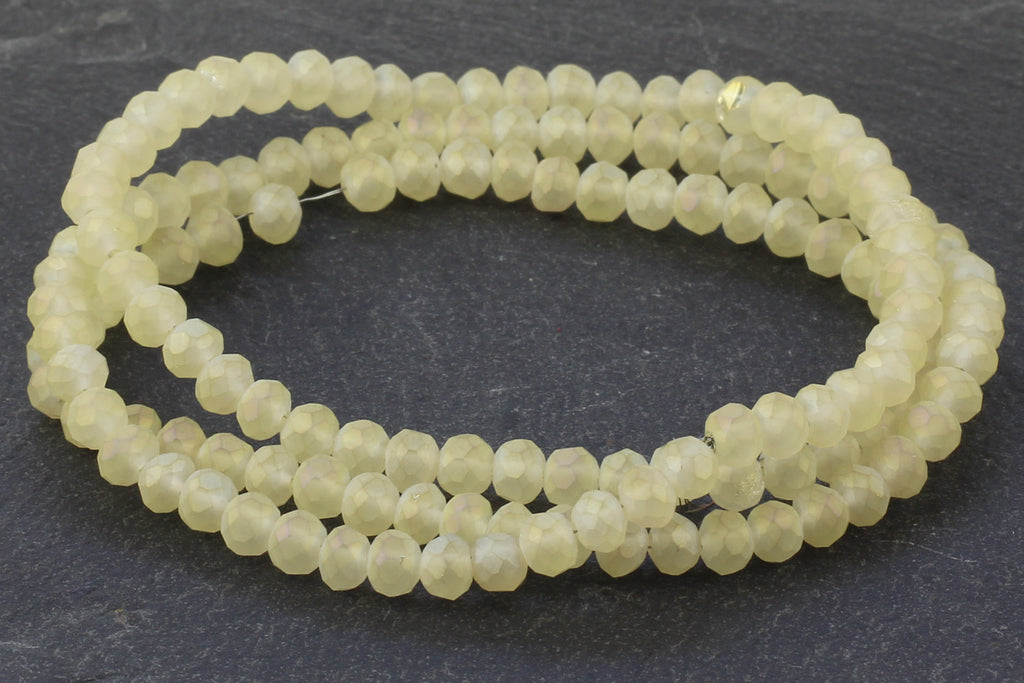 3x4mm Opaque Matt Yellow Crystal Glass Faceted Bead Strand