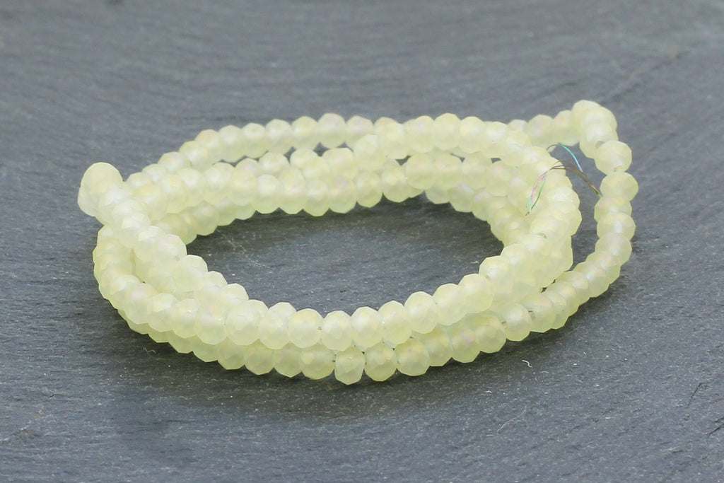 2x3mm Opaque Matt Yellow Crystal Glass Faceted Bead Strand