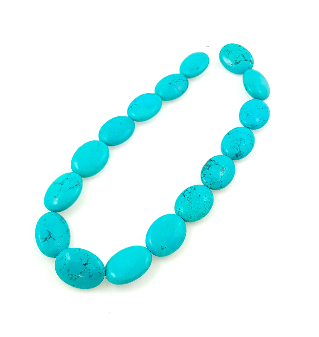 Strand of Semi-Precious  Turquoise Oval Beads 13 x 18mm