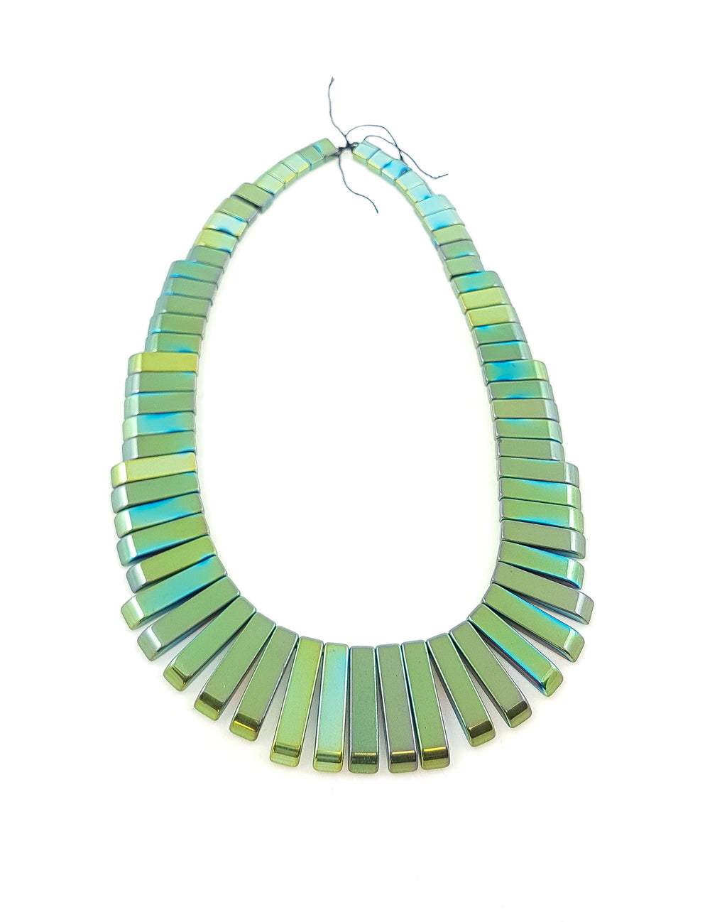 Strand of Semi-precious hematite rectangle beads - Shiny Green