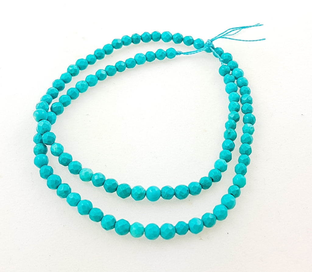 Strand of Semi-Precious 4mm Faceted Turquoise Beads