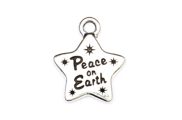 KerrieBerrie Pewter Silver Plated Star Peace On Earth Festive Charm