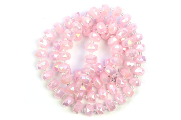 Kerrie Berrie 10mm x 6mm Crystal Glass Faceted Bead Strand in Pastel Pink 