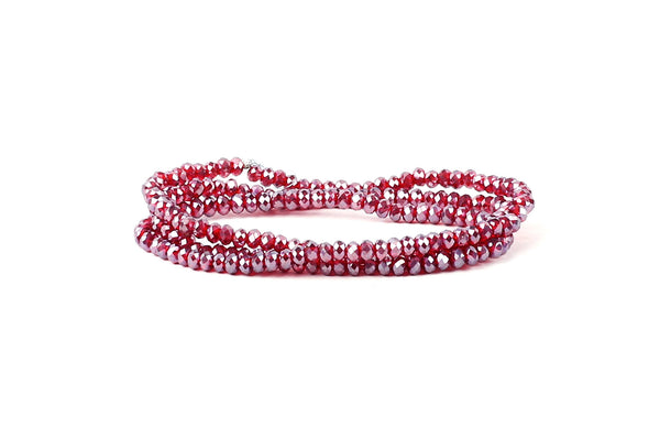1.5mm x 2mm Red Irridescent Crystal Glass Faceted Bead Strand