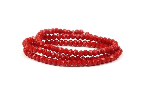 3x4mm Red Crystal Rondelle Beads for jewellery making