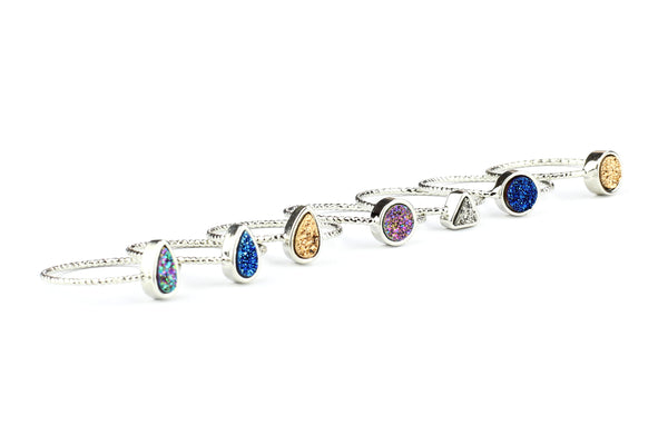Silver Druzy Crystal Stacking Rings – CHOICE OF DESIGNS