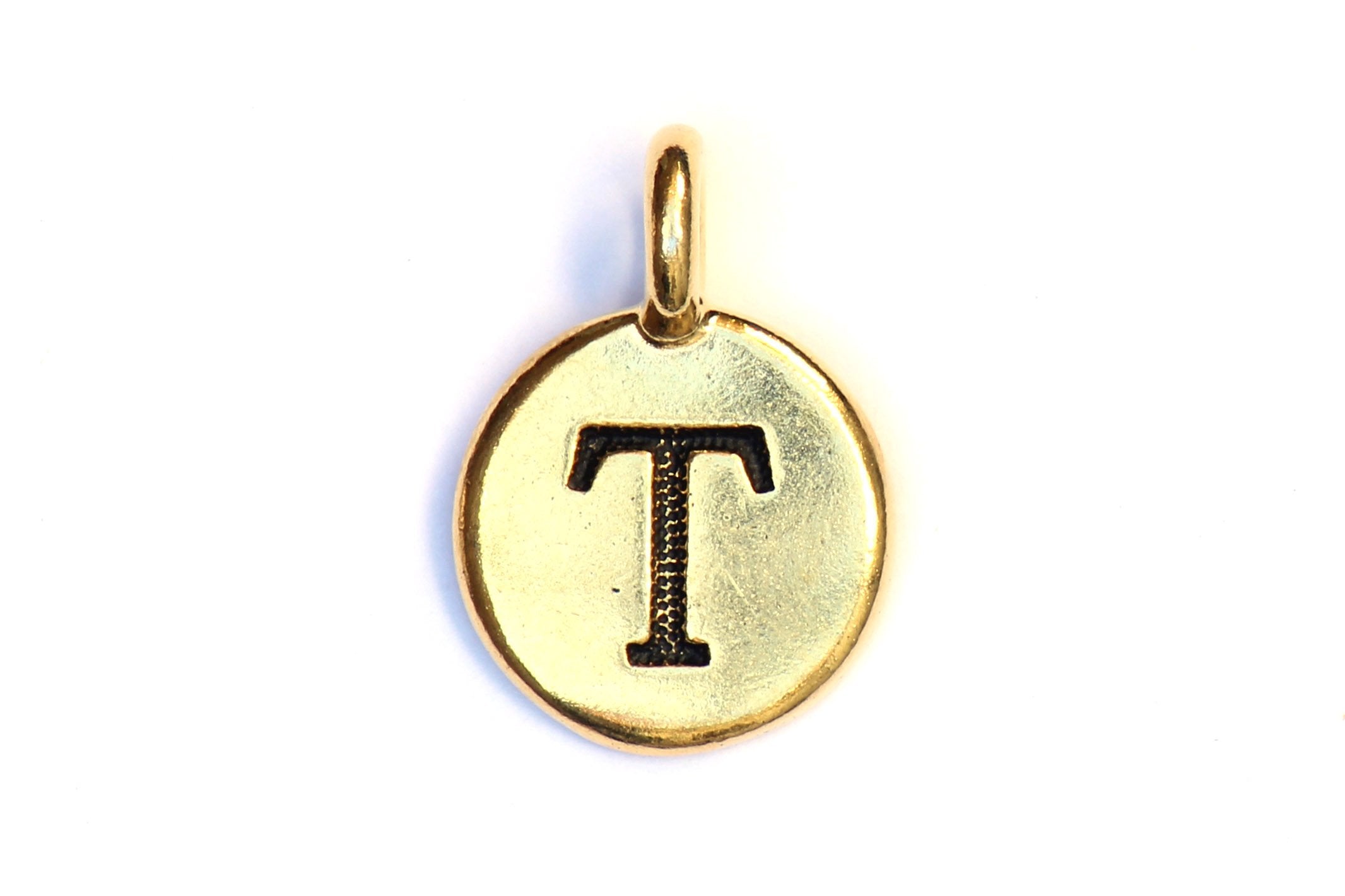 Gold-plated 'T' Initial Letter Alphabet Charm - Main Image