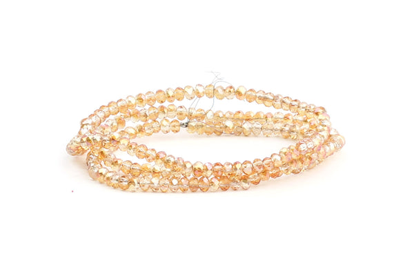 1.5mm x 2mm Transparent Orange Crystal Glass Faceted Bead Strand