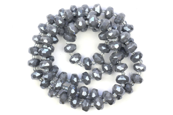 Kerrie Berrie 10mm x 6mm Faceted Crystal Glass Beads in Grey